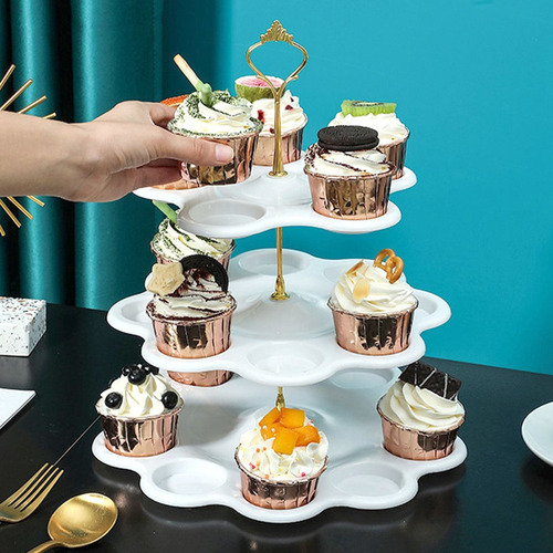 Exhibidor 3 Niveles Soporte Base Para Cupcakes Y Postres