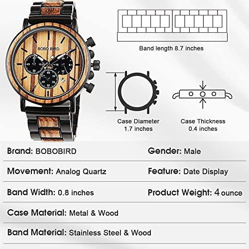Bobo Bird Relojes De Madera Para Hombre Reloj De Cuarzo Mili