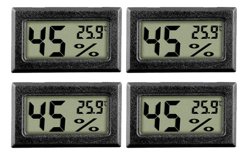 Paquete De 4 Mini Medidores Electrónicos De Temperatura Y Hu