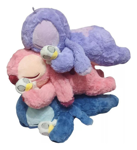 Peluche Stitch Azul 40 Cm Abrazando Patito Importado Kawaii Azul Acero