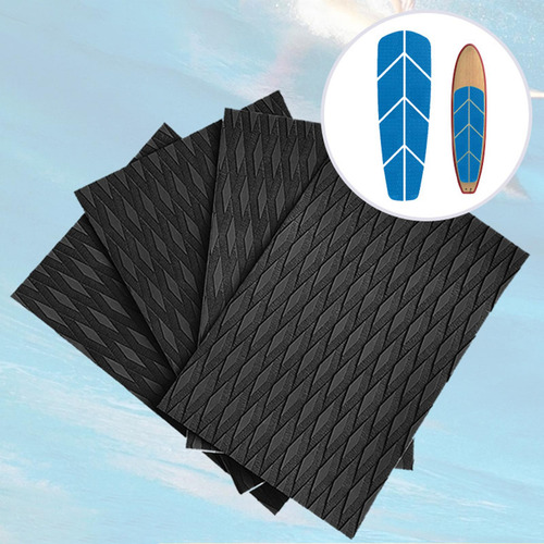 4x Deck Grip Mat Tabla De Surf Almohadillas De Negro