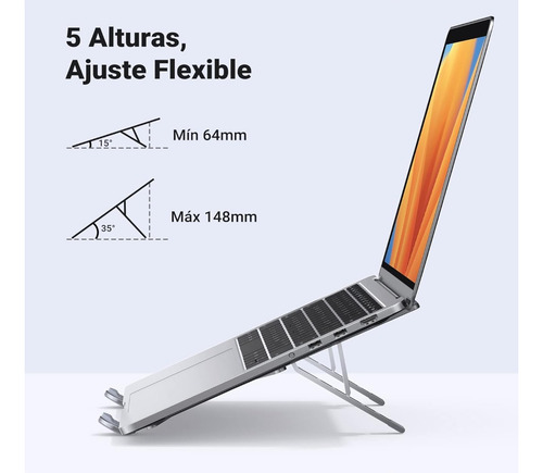 Base Soporte Para Laptop Portatil Plegable Aluminio Ugreen Gris