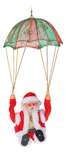 Papai Noel Musical Paraquedista Art Christmas Natal 50 Cm Cor Vermelho Pilha