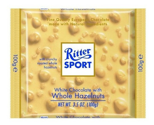 Ritter Sport, Chocolate Blanco Con Avellanas Enteras, Bares 