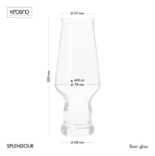 Vaso Ipa Cervecero Krosno Línea Splendour 400ml X6 Unidades Color Cristal