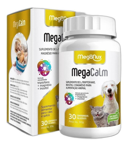 Suplemento Mega-calm 1000mg 30comp - Cães E Gatos