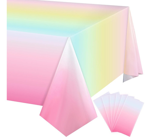 Paquete De 3 Manteles De Plástico Arcoíris Pastel, Decoració
