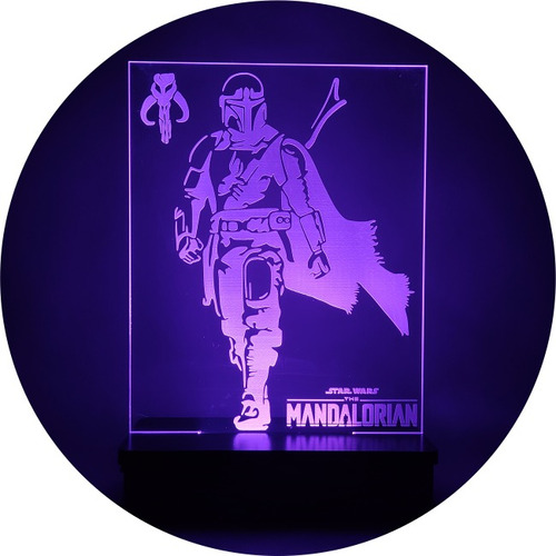 Lámpara Led 3d Mandalorian 2 Star Wars Control Remoto