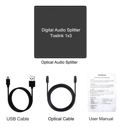 3 Puertos Divisor De Toslink, Divisor De Audio Óptico 1 3 De