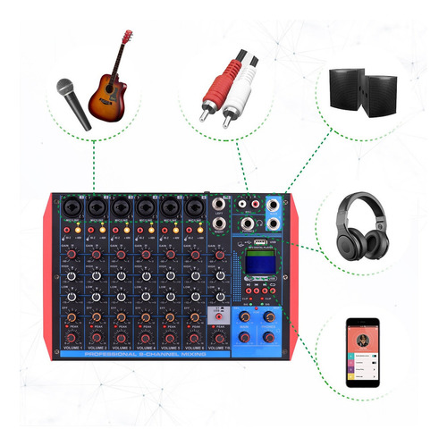 A Mezclador De Audio Digital Ag-8 Consola Mezcladora