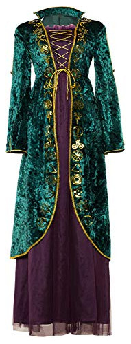 Vestido De Terciopelo Verde Medieval Mujer Halloween Co...