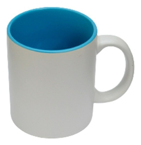 Taza Blanca De 11 Oz Mate De Color Interno Para Sublimar 36p Color Azul Claro