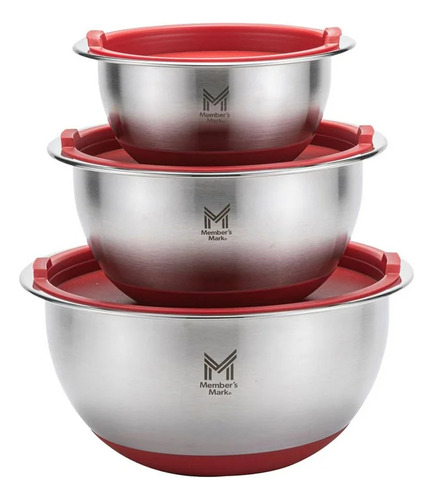 De Bowls Con Tapa Member's Mark Rojo 3 Pzas