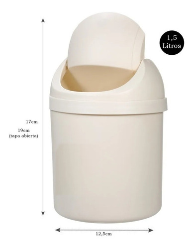 Imagen 8 de 9 de Set X 4 Cesto Vaivén Mini Tacho Basura Mesa Escritorio 1,5lt