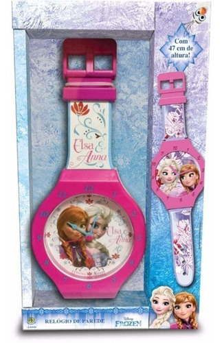 Relógio Parede Frozen Elsa Ana Decoração Quarto Presente Cor da estrutura Rosa Cor do fundo Branco