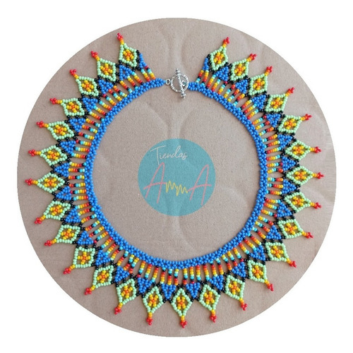 Collar Para Mujer Mostacilla Checa Estilo Embera Tetta Azul