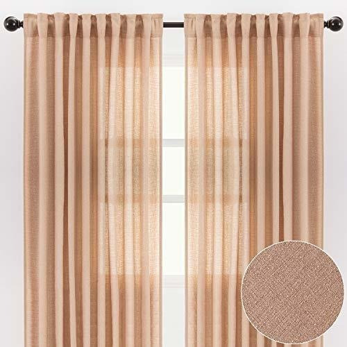 Cortina Semitransparente Elegante Color Beige 132 X 160 Cm