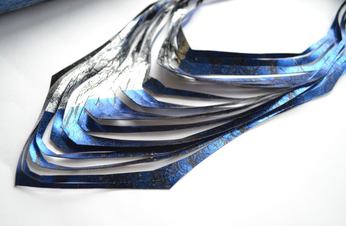 Collar Ondas, Plata Y Azul