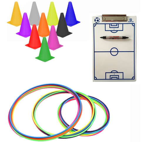 Kit 20 Aros (56cm) + 20 Conos + 1 Tabla Tactica Basquetbol