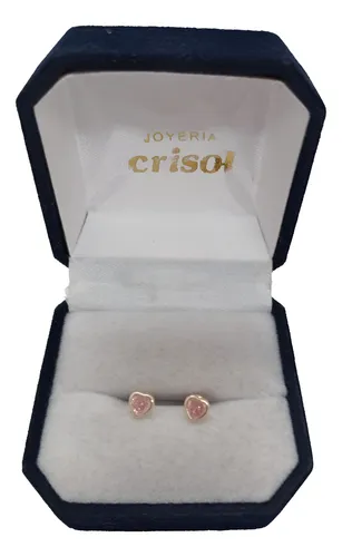 Caravanas Abridoras Oro 10k C/rosa Francia Corazon (t1*)