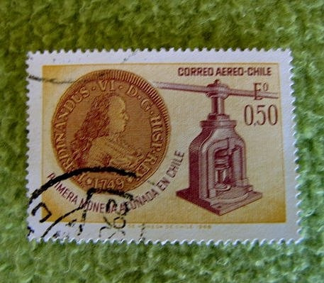 Antigua Estampilla Chilena En Escudos -0,50 Escudos