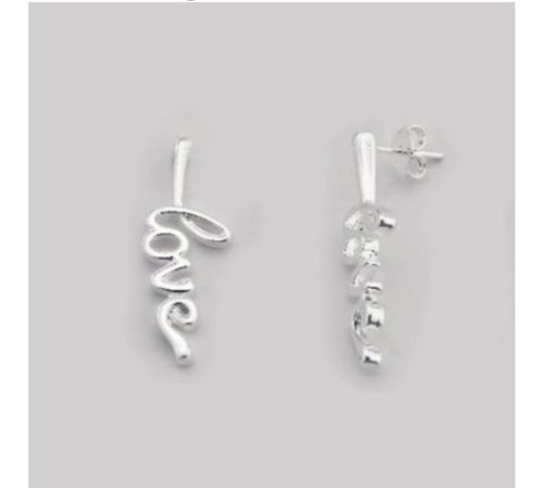 Caravanas Aros Aretes En Plata 925 Love Amor . Inspira