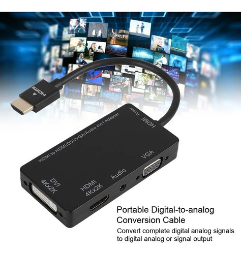 Adaptador Cabledeconn Hdmi Para Dvi 4k/vga/hdmi