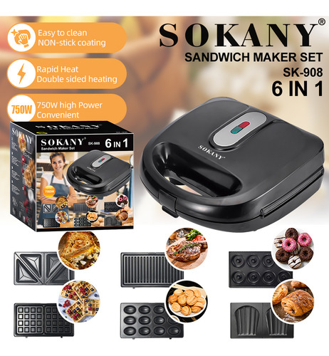 Set De 6 Planchas Para Gofres Donut Maker In Maker, 1 Sk908