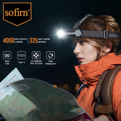 Linterna De Cabeza O Casco Hs41 Sofirn 4000 Lumen 325 Mtrs