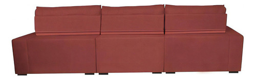Sofá Retrátil e Reclinável 4,12m com Molas Ensacadas Cama Inbox Gold Tecido Suede Velusoft Vermelho