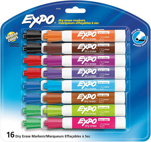 Expo Low Odor Dry Erase Markers, Chisel Tip, Assorted Colors