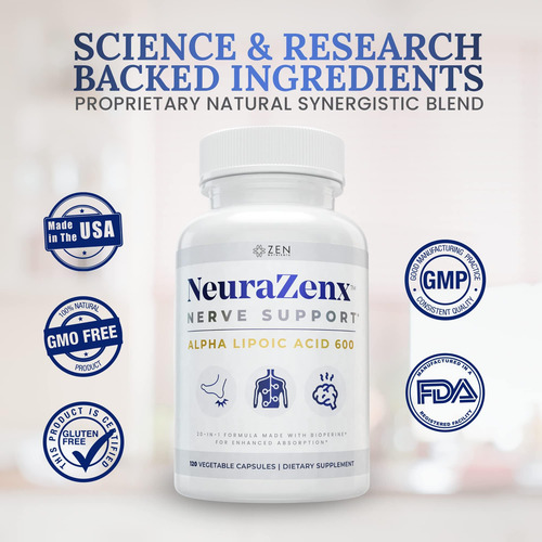 Zen Nutrients Neurazenx - Ácido Alfa Lipoico 600 Mg, Benfoti