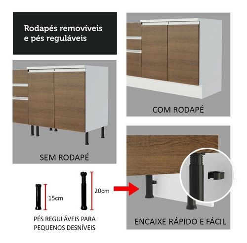 Cozinha Completa Madesa Parma Com Armário Vidro E Balcão Br Cor Branco/Rustic