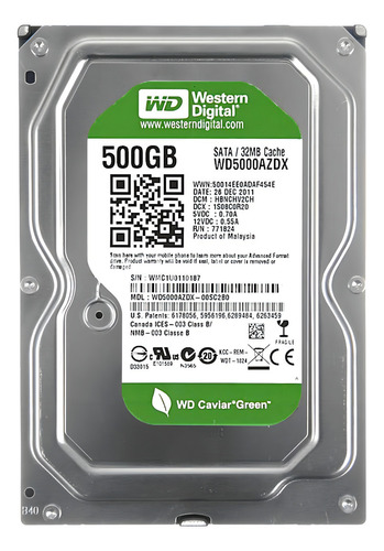 interno Western Digital WD Caviar Green WD5000AZDX 500GB