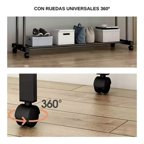 Colgadores De Ropa Perchero Doble Con Ruedas 110x150