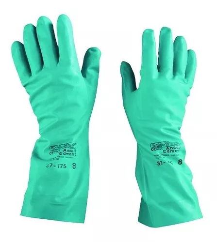 Guantes De Nitrilo Verde Resistente Quimicos Solventes