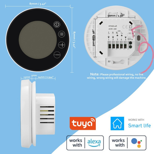 Imagen 3 de 5 de Tuya Wifi - Termostato Inteligente Programable