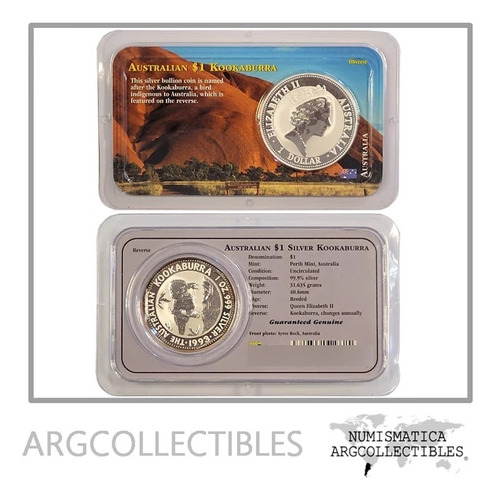 Australia Blister Moneda 1 Dolar 1993 Plata 999 Km-209 Proof