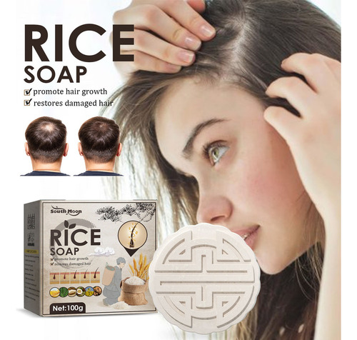 A 2 Peças De Shampoo De Arroz Anti-queda De Cabelo Em Barra