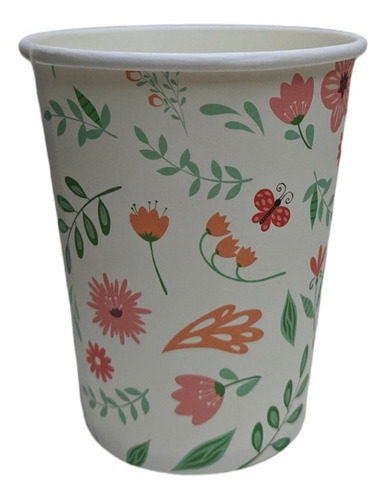 Vaso Polipapel Flores Florcitas X8 Cumpleaños