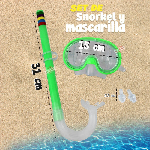 Imagen 2 de 9 de Set Snorkel Mascara + Tubo Respirador Buceo Infantil 10183