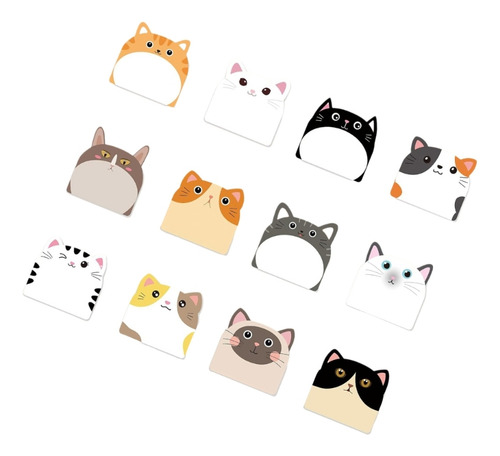 12 Unidades De Papel Adhesivo Para Notas Con Dibujos Animado