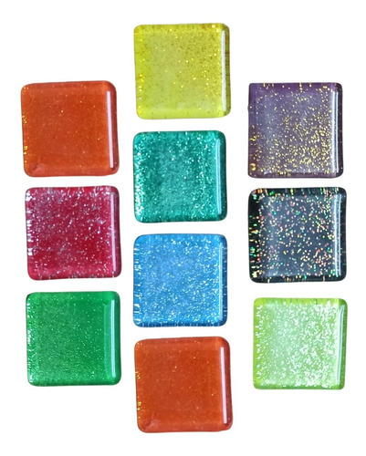 Vitro Color Cuadrado Glitter X 10u Mosaiquismo