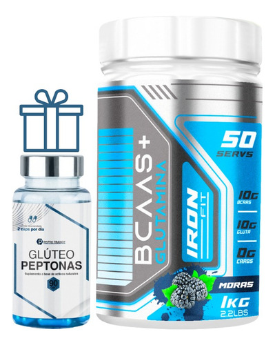Glúteo Peptonas Peptofrance + Bcaas + Glutamina Iron Fit 1kg Sin Sabor - Moras