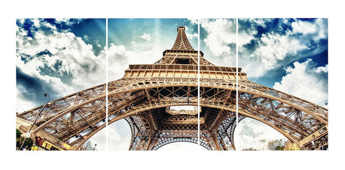 Cuadro Torre Eiffel Color Ciudad Políptico Cod 1026
