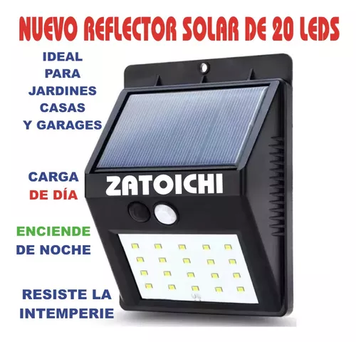 Panel Reflector Solar 20 Led Exterior Resistente Luz Potente Color de la  carcasa Negro