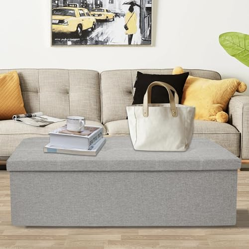 Banco Plegable Almacenamiento 43.3, Reposapiés Dormitorio Y
