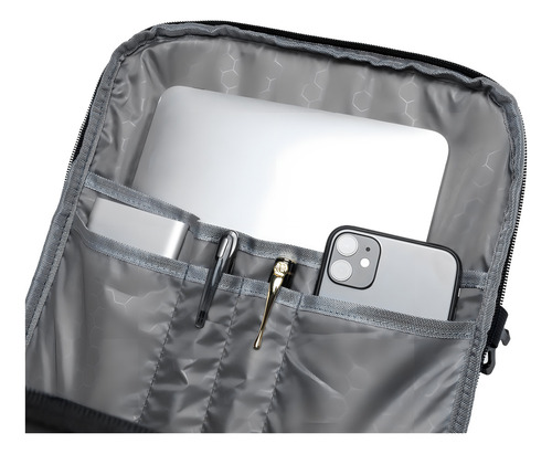Mochila Faculdade Resistente Bolsa Viagem Espaçosa Cor Preto Desenho Do Tecido Liso