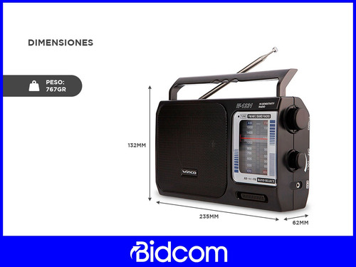 Radio Portatil Winco Am/fm W1231 Pilas Y Electrica Manija