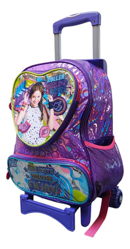 Mochila Con Carro Primaria Soy Luna Roller Girls Violeta Atm Violeta Impresion En Vinil
